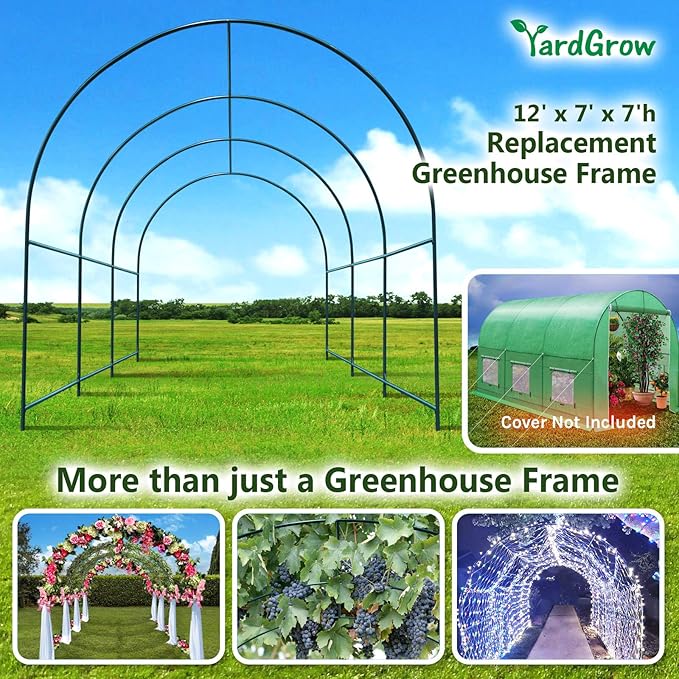 Strong Camel Greenhouse Replacement Frame for Outdoor Larger Hot Garden House , Support Arch Frame Climbing Plants/Flowers/Vegetables (12'X7'X7', Frame)