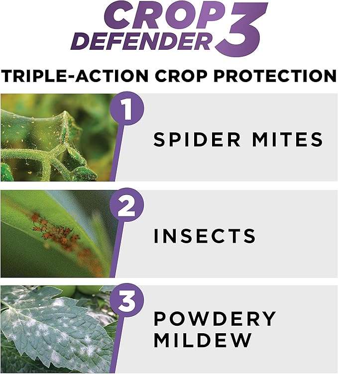 Grower's Ally Crop Defender 3 Concentrate - Natural Miticide, Insecticide, Fungicide Control for Plants - OMRI Listed Garden Safe Spray Killer for Powdery Mildew & Mites - 1 Gallon, Makes 400
