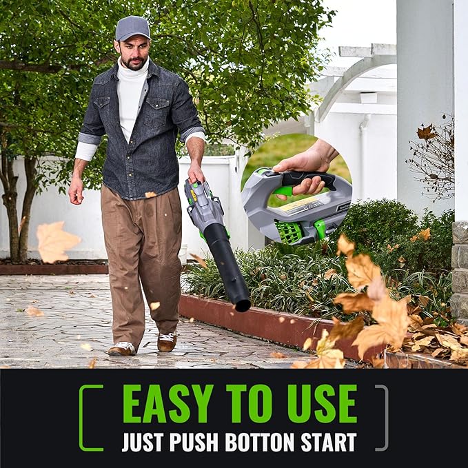 Electric Leaf Blower, 810 CFM Variable-Speed, 60-Volt Lithium-ion Cordless Leaf Blower with 2.5Ah Battery and Charger Included, Powerful for Yard Cleaning