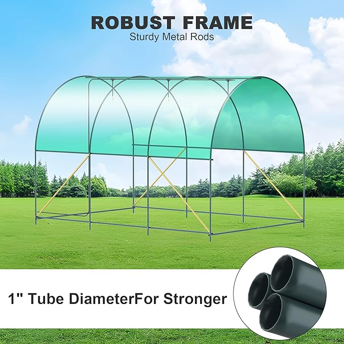 Greenhouses for Outdoors, Walk-in Green Houses for Outside Heavy Duty, Large Greenhouse with 6 Ventilated Screen Windows & Roll-up Door & Reinforced Frame (10×7×7 FT Without Irrigation System)