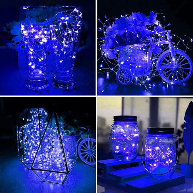 ZGWJ 6 Pack Fairy Lights Battery Operated with Remote, 7ft 20LED Mini Fairy String Lights with Timer 8 Modes Waterproof for Halloween Christmas Tree DIY, Parties, Bedroom Decorations Blue