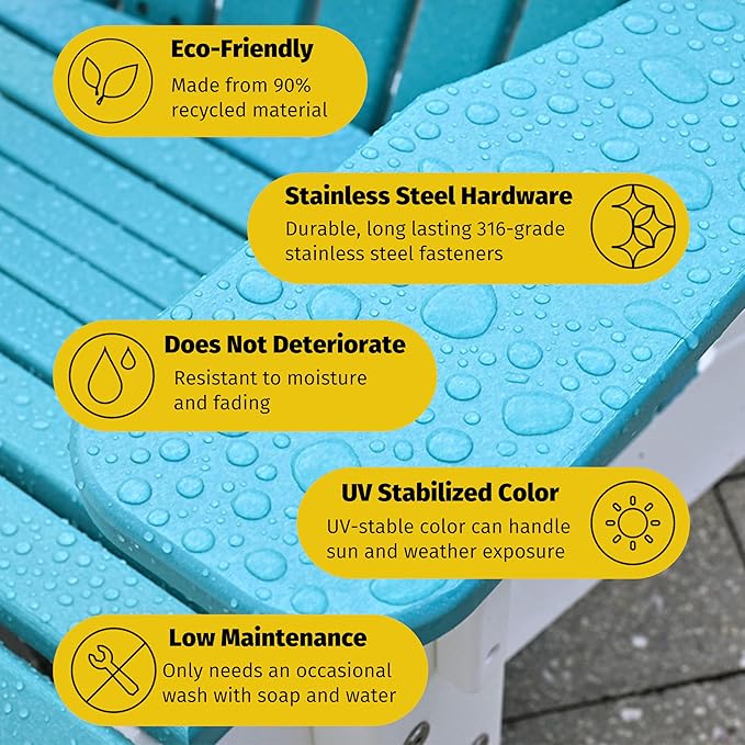 LuxCraft Poly Tete-a-Tete Patio Table and Counter Height Balcony Chairs with Umbrella Hole, Weatherproof Outdoor Patio Furniture Set for Outside - Amish Made in USA (Lime Green & White)