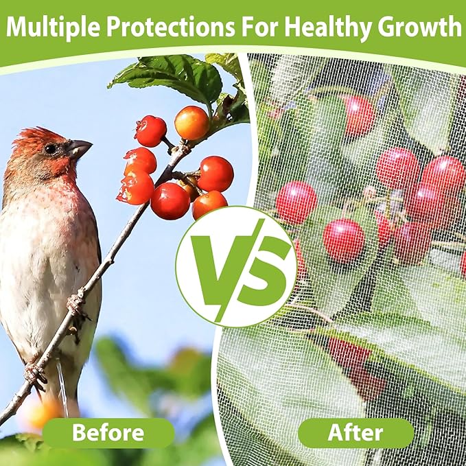 4PCS Fruit Tree Netting with Drawstring and Zipper, 3.93 * 4.92ft Blueberry Bush Netting Cover, Insect Netting for Garden, Garden Fruit Nets Protection from Anti Birds, Bugs