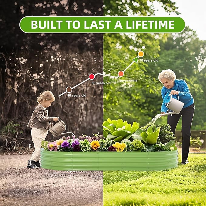Galvanized Raised Garden Bed, 4x2x1 FT Thickening Planter Boxes Outdoor, Raised Beds for Gardening, Easy Assembly Large Garden Bed for Vegetables, Fruits, Flowers (2-Pack)