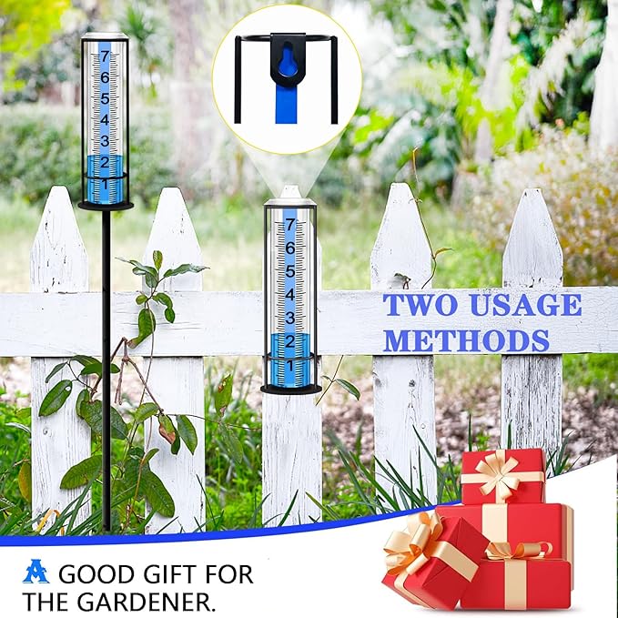 Rain Gauge Outdoor, Upgraded Rain Gauges Outdoors Best Rated,Accurate Rain Measure Gauge for Yard,Adjustable Height Rainfall Meter,Rain Gauge Outdoor Freeze Proof,Rain Measuring Tool,Easy to Read