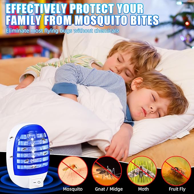 6 Pack Plug in Bug Zapper, Electronic Mosquito Zappers Indoor Bug Zapper Plug in for Flying Insect Automatic Mosquito Trap with Led Light for Patio, Bedroom, Kitchen, Office