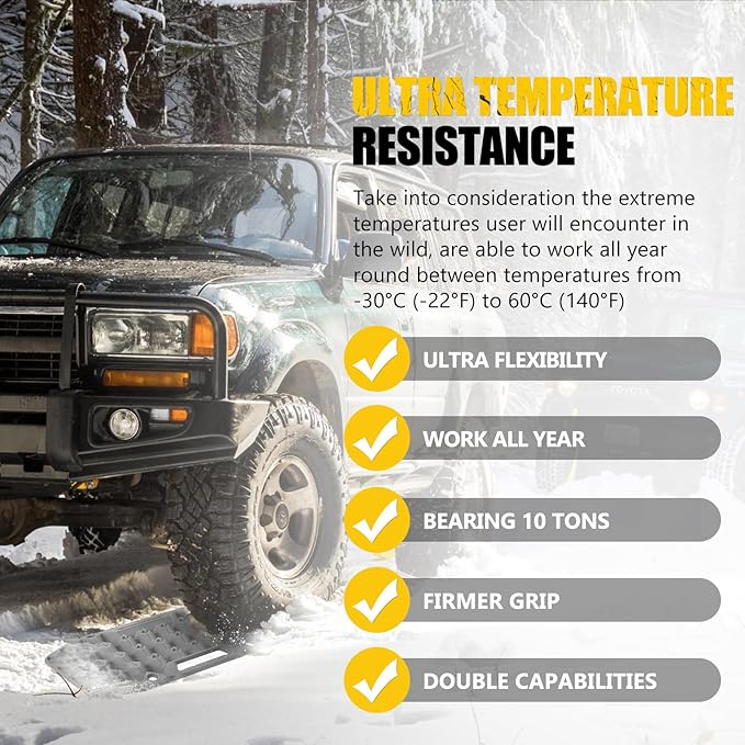 BUNKER INDUST Off-road Traction Boards with Jack Base,Pair Recovery Track 4X4 Jeep Truck Emergency Tire Traction Mat with Bag -Sand, Mud, Snow Tracks Grey Traction Pad (Gen 7th)