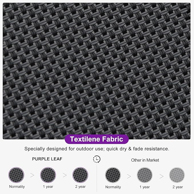 PURPLE LEAF Patio Chaise Lounge Set for 2 Outdoor Chaise Lounge Chair with Aluminum Frame and Wheels Pool Lounge Chairs for Deck Yard Poolside Table Included, Dark Grey