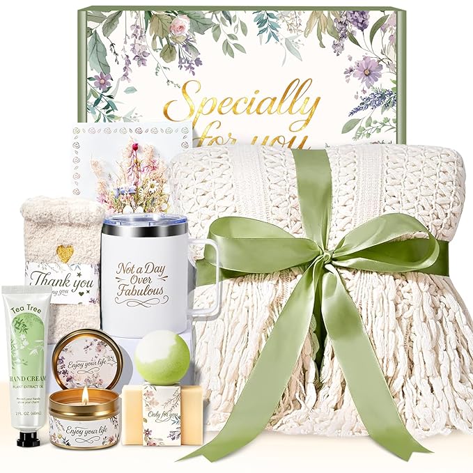 Valentines Day Gifts for Her Mom Wife, Birthday Gifts for Women Spa Care Package, Get Well Soon Gift Baskets Thinking of You Sympathy Gift Box for Friend, Sister, Wife (Ivory)