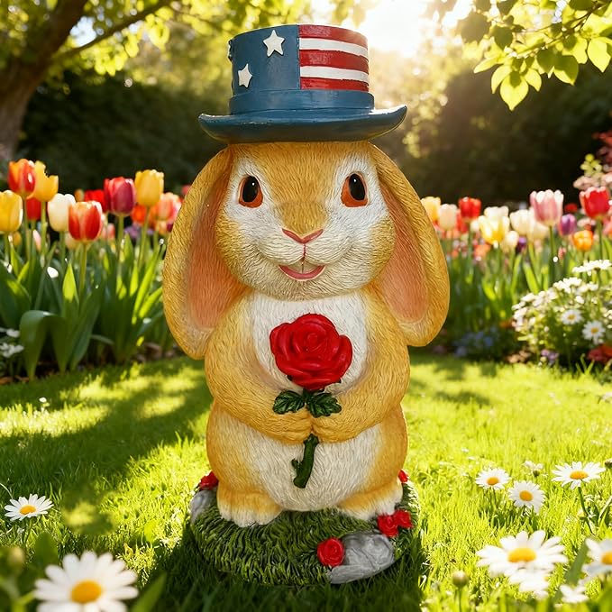 Slo y en i a Desktop Decorative Bunny Home Decor Statues Infuse Warmth and affection into The Home Rabbit Statue - Resin Outdoor Decor for Yard, Ornaments Gift for Garden Lovers