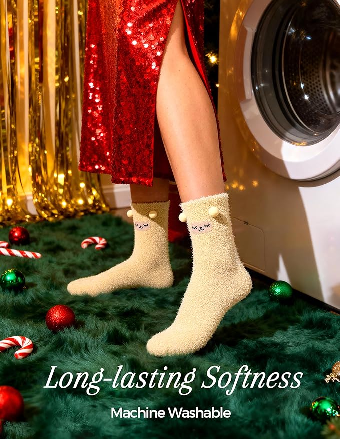 TEHOOK Warm & Cozy Valentines Gifts for Women, Fluffy Fuzzy Plush Sleeping Slipper Socks - Soft Warm Fabric
