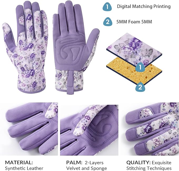 Pleneal Gardening Gloves for Women Men - Leather Garden Gloves Thorn Proof, Outdoor Protective Working Gloves for Weeding