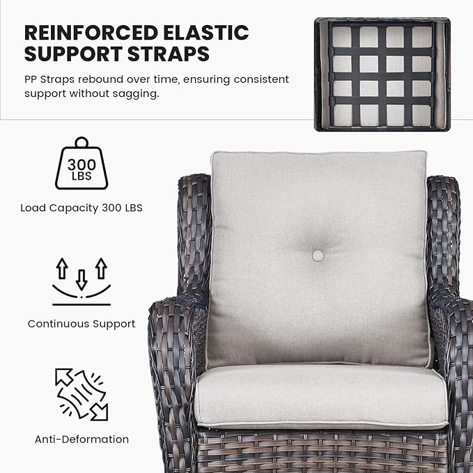 Belord Outdoor Wicker Furniture 5 Pieces Patio Furniture Set Patio Wicker Chairs with Ottomans Conversation Set for Porch Garden Deck Balcony Poolside