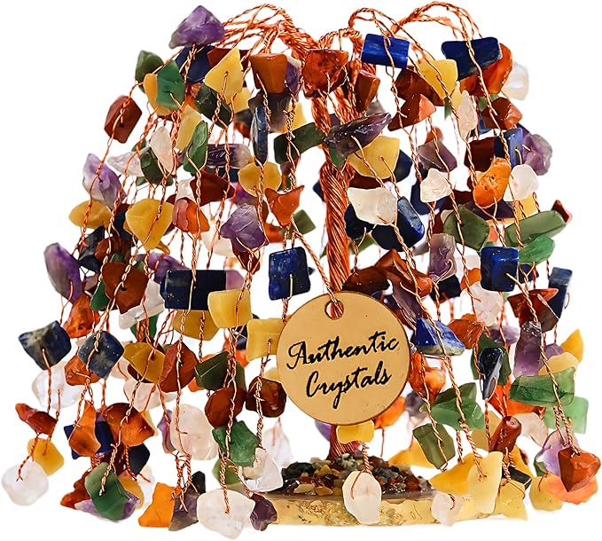 7 Chakra Healing Crystal Tree of Life, Home and Office Desk Décor, Feng Shui Money Bonsai Trees for Postive Energy, Wealth, Good Luck, Protection, Spiritual Gifts, Reiki Healing Crystals and Stones