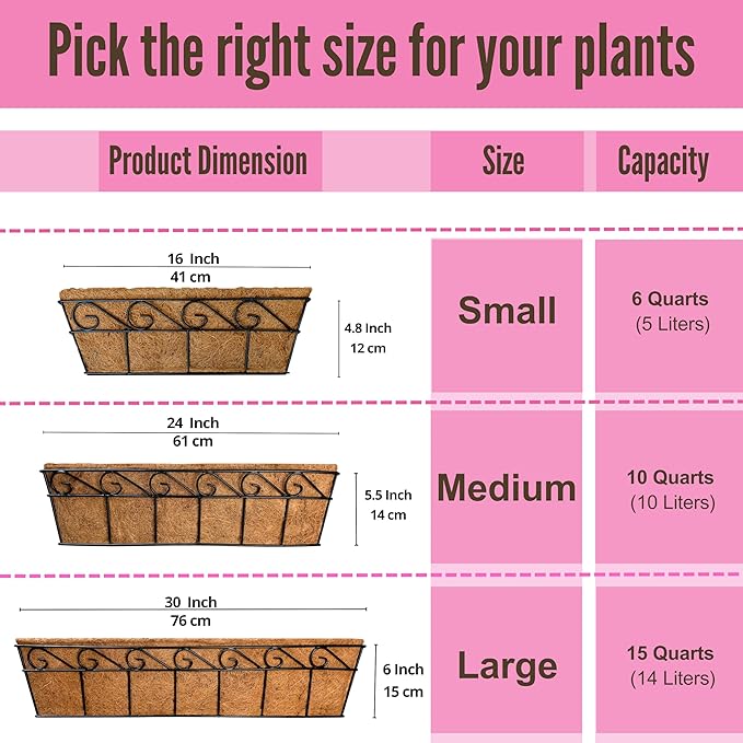 LaLaGreen Wall Planters for Outdoor Plants (2 Pack, 16 Inch) Window Flower Boxes Basket Attach to House, Deck Railing Strawberry Planters with Coco Liners BalconyTroughs Fence Patio Porch Over Rail