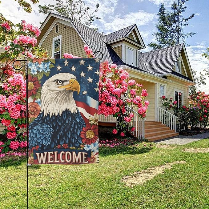 USA Flag Garden Flag 12x18 Inch Double Sided All-Weather Polyester Outdoor Flag For Patio Lawn Yard And Garden Welcome Decor