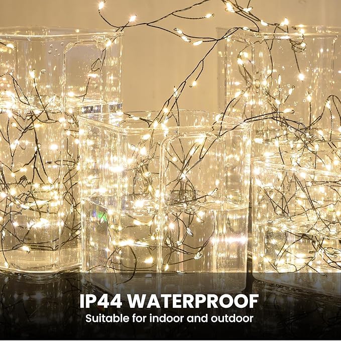 Dailyart Fairy Lights Plug in, 3000 Led Cluster Lights with Timer 195Ft Waterproof Warm Twinkle String Light with Remote for Bedroom Wreath Garland Window Wedding Christmas Tree Decoration,Black Wire
