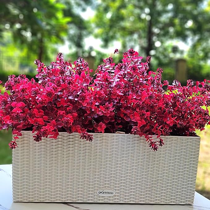 Grunyia Artificial Mums Flowers Outdoor Plastic Plants - 12 Bundles Outside Face Fake Fall Flowers Greenery UV Resistant No Fade Faux Shrubs Home Garden Porch Patio Office Thanksgiving