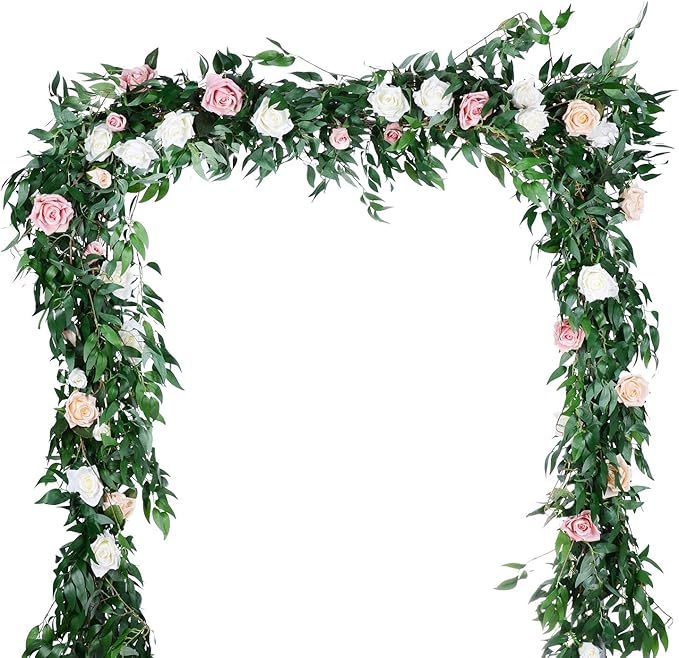 Artiflr 2 Pack Artificial Hanging Leaves Vines, 5.7 Ft Fake Willow Leaves Twigs Silk Plant Vines in Green for Indoor/Outdoor Wedding Decor