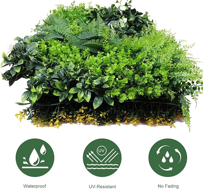 ANMINY Grass Wall Panels 40" x 40" Pack of 2 Artificial Grass Plant Greenery Wall Backdrop 22 Sqft Thickened High-Density Faux Boxwood Panels Privacy Fence Indoor Outdoor Party Wedding Garden Decor