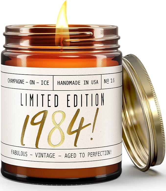 42nd Birthday Gifts for Women - 'Limited Edition 1984' Soy Candle, w/Champagne on Ice I 42 Birthday Gift for Her Ideas I 9oz Reusable Jar, 50Hr Burn, Made in USA