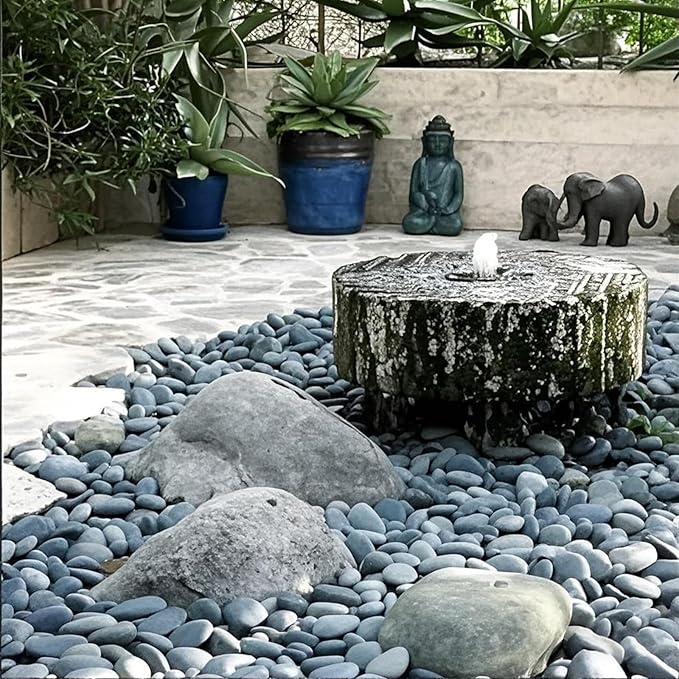 FANTIAN 10 Pounds Black River Rocks, 2-3 Inch Black Stones Pebbles for Plants, Landscaping, Garden, Aquarium, Backyard and Indoor Water Fountains