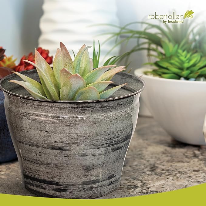 Headwind Glazed Ironstone Vanhorne Collection – 14" Luna Brown Decorative Plant Pot – Lightweight & Triple Coated w/Drainage Flower Pots for Indoor Plants & Outdoor Planter Use by Robert Allen