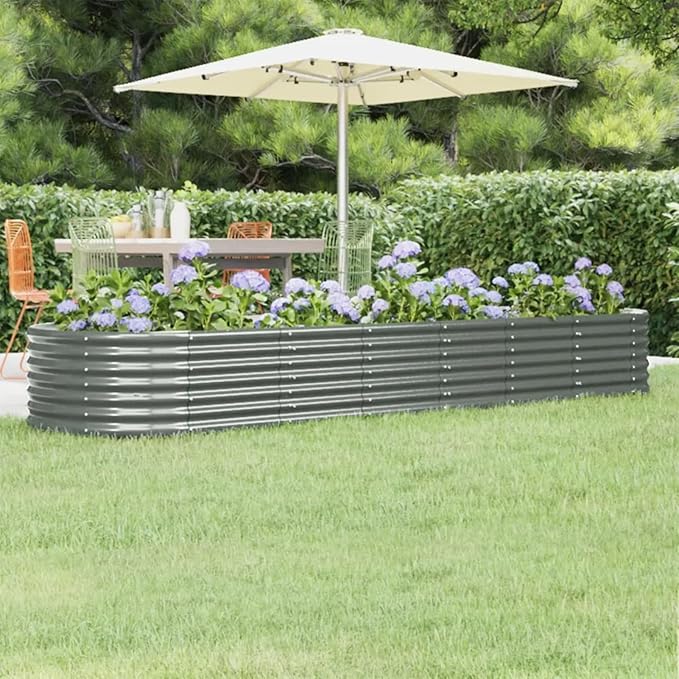 Zateety 9.7ft x 9.7ft Large Metal Raised Garden Bed, Anthracite Grey Galvanized Steel Planter Box, Outdoor Square Gardening Bed for Vegetables, Flowers & Herb Garden (14.2" Deep)