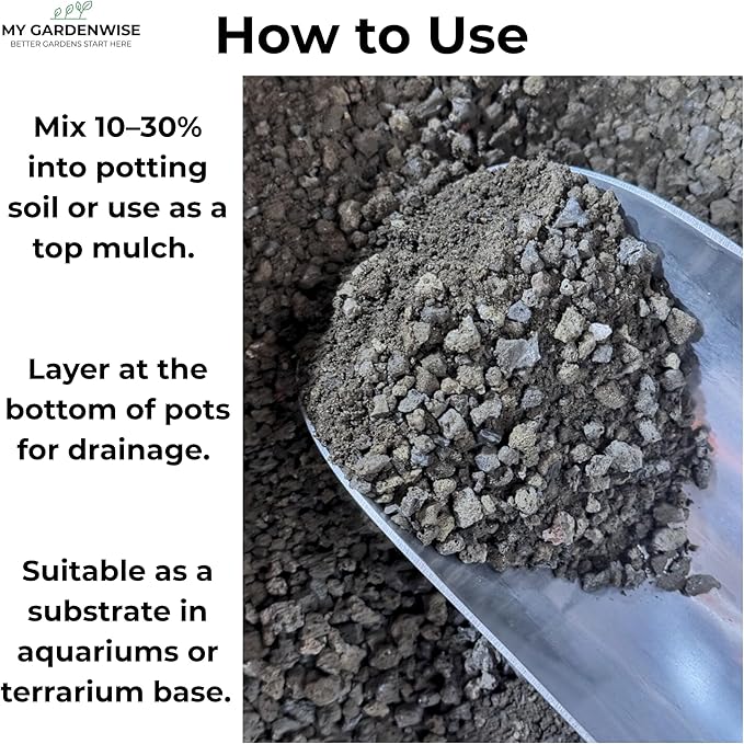 GARDENWISE Lava Rocks for Plants (3/8’’ Minus), Natural Black Lava Rocks, Succulent & Terrarium Horticultural Volcanic Rock, Ideal Drainage for Potted Plants, Made in USA (5 qts - 9 lbs)