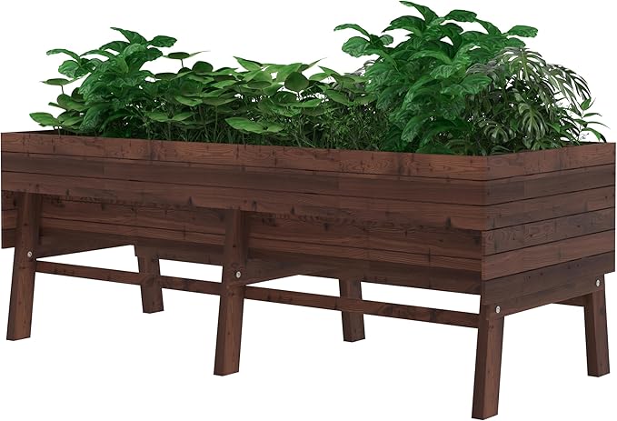 BlueWish Cedar Raised Garden Bed, 28.5" H Planter Boxes Outdoor with Detachable Black Liner, Drainage Holes, Raised Beds for Gardening, Vegetable, Flower, Rustic