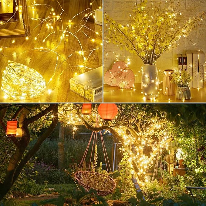 3 Pack Total 60FT 180LED Fairy Lights Battery Operated with Rmote, Waterproof Twinkle Lights with Timer Indoor Outdoor, Cuttable String Light for Bedroom, Classroom, Wedding, DIY, Christmas Decor