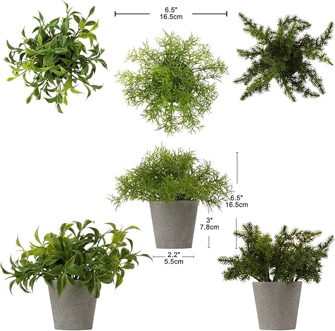 Briful 3PCS Fake Plants Potted Artificial Plants Greenery Faux Fern Eucalyptus Décor Plant for Indoor Home Office Bathroom Harmhouse Decoration