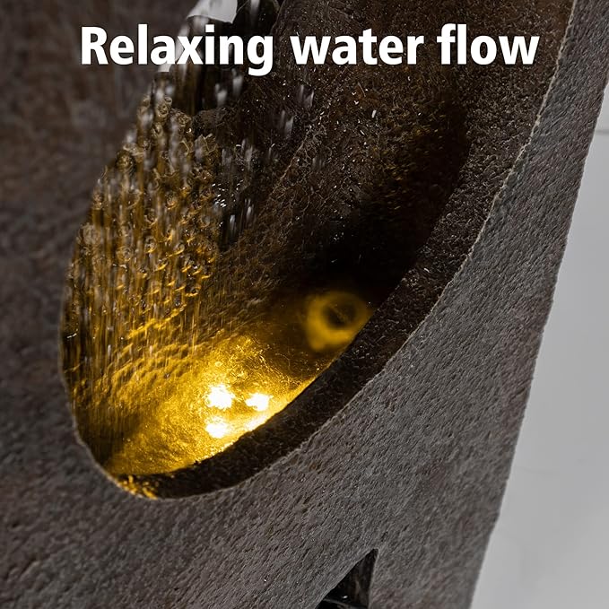 Ferrisland Buddha Waterfall Fountain Outdoor, Freestanding Relaxing Water Fountain, Asian Zen Fengshui Patio Garden Backyard Decking Home Decor, Gift Ideas (Gold, 27.6" H)
