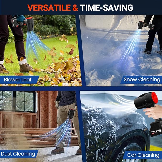 Small Handheld Cordless Leaf Blower with 2×4.0Ah Batteries & Charger – Portable Electric Rechargeable Blower, 500,000 RPM Turbo Jet High Power, Lightweight for Yard, Patio & Garage Cleaning