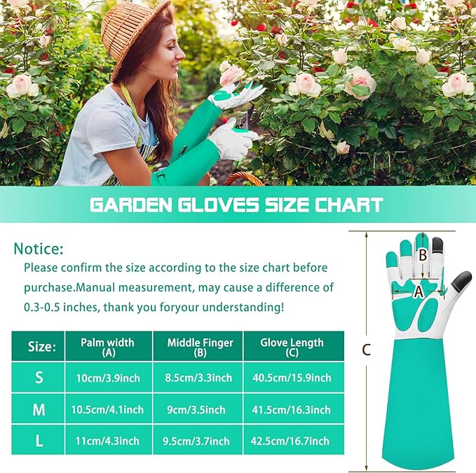 SLARMOR Long-Gardening-Gloves for Women/Men - Thorn Proof Rose Pruning Gloves Heavy Duty Gauntlet, Best Garden Gifts for Gardener-L