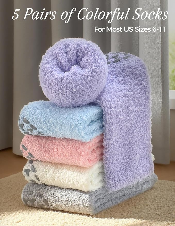 TEHOOK Warm & Cozy Valentines Gifts for Women, Fluffy Fuzzy Plush Sleeping Slipper Socks - Soft Warm Fabric