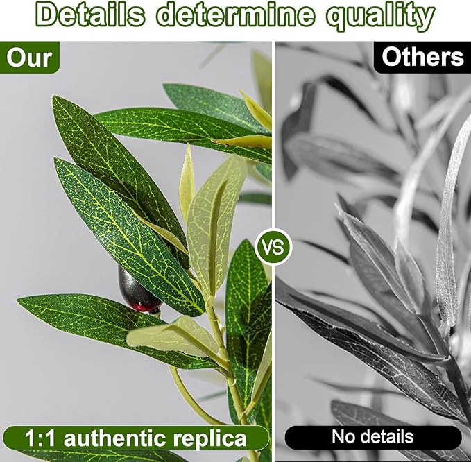 Tall Faux Olives Trees Large Artificial Olive Tree Indoor Outdoor Realistic Floor Plant Fake Flowers Plants for House Home Living Room Bedroom Office Front Porch Modern Farmhouse Boho Decor