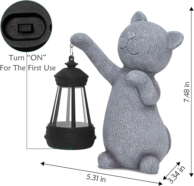 RICHIE Statues for Garden Decor，Solar Cat Outdoor Statues Outside Decor for Yard Art Lawn Ornaments Porch Patio Balcony Hoe House - Birthday for Grandma Mom Women
