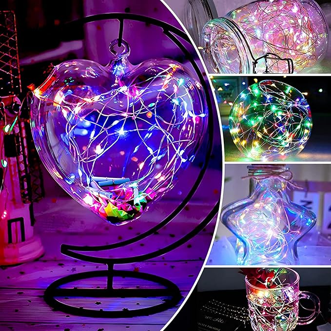 6 Pack LED Fairy Lights Battery Operated with Timer, 13FT 40LED Waterproof Firefly Lights Silver Wire Mini Twinkle String Lights for Wedding Christmas Birthday Party Mason jar Decorations, Multicolor