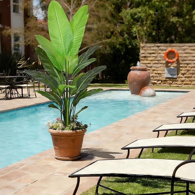 Bird of Paradise Plant Artificial 6ft - Tall Faux Plants Indoor with Realistic Trunks and 20 Vivid Leaves, 72 Inch Fake Tropical Floor Plants in Pot for Home Living Room Bedroom Office Indoor Decor
