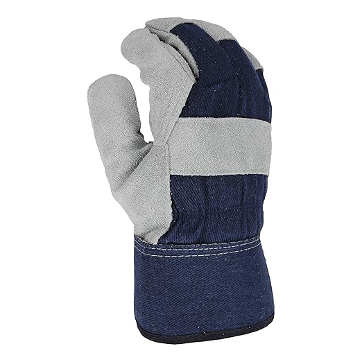 West Chester Men's Split Cowhide Leather Palm Gloves with Posi-Therm lining, Safety Gloves, Cold Weather Gloves, Blue, Large, (91205/L),Blue and White