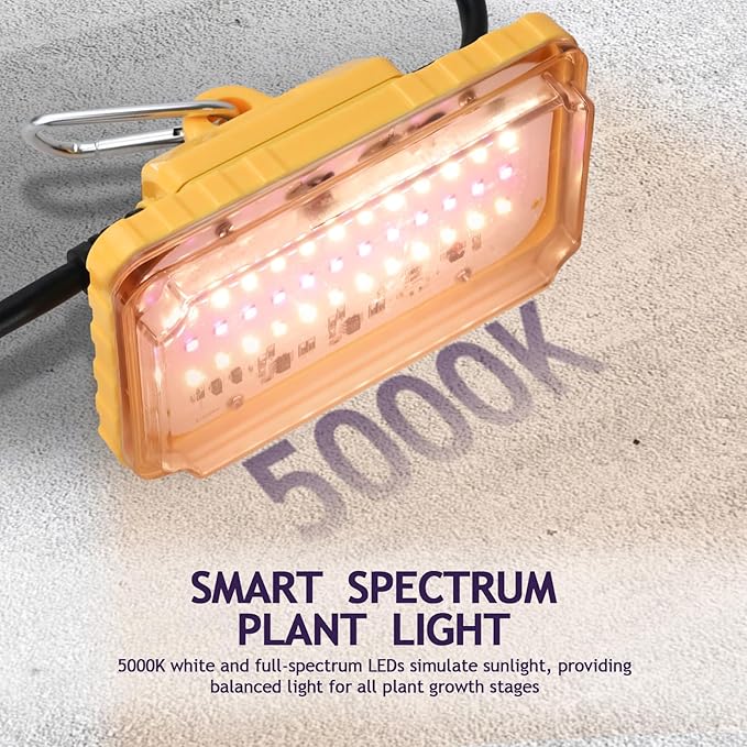 EP Plant Growth String Lights - 8000 LM Full Spectrum LED Grow Lights for Indoor Plants, 22 Ft 6-Light with 5000K White & Full Spectrum LEDs, Ideal for Greenhouse, Hydroponics, Vertical Farming (120V)