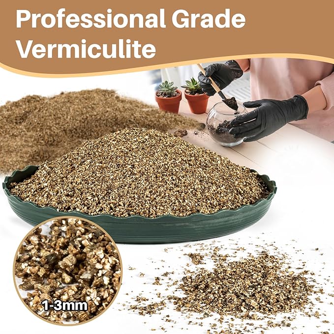 Sukh 26OZ Vermiculite - Organic Vermiculite for Plants Fine Horticultural Vermiculite Soil Amendments Vermiculite Bulk Soil Additive Perfect for Potted Plants and Garden Professional Grade 1-3mm