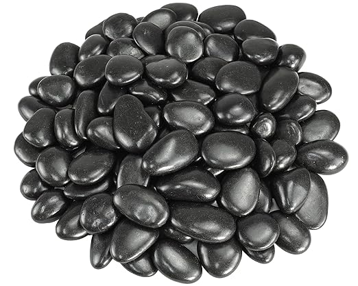 GreenVibe Pebbles for Indoor Plants, 2lbs Black River Rocks 1-2 Inch Decorative Pebbles for Planters, High Polished Stones for Vase Filler Fish Tank Landscaping Garden