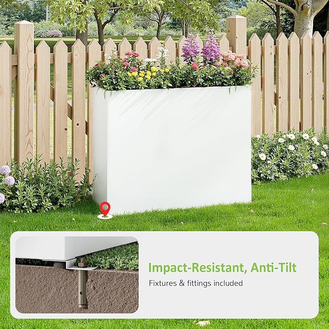 LAHAAP Planter Box Outdoor 38"W x 10.2"D x 30"H- Tall Rectangular Planters for Outdoor Patio/Porch, All-Weather with Anti-dumping Kit, Durable Galvanized Steel, Modern Design for Plants, Flower,Garden