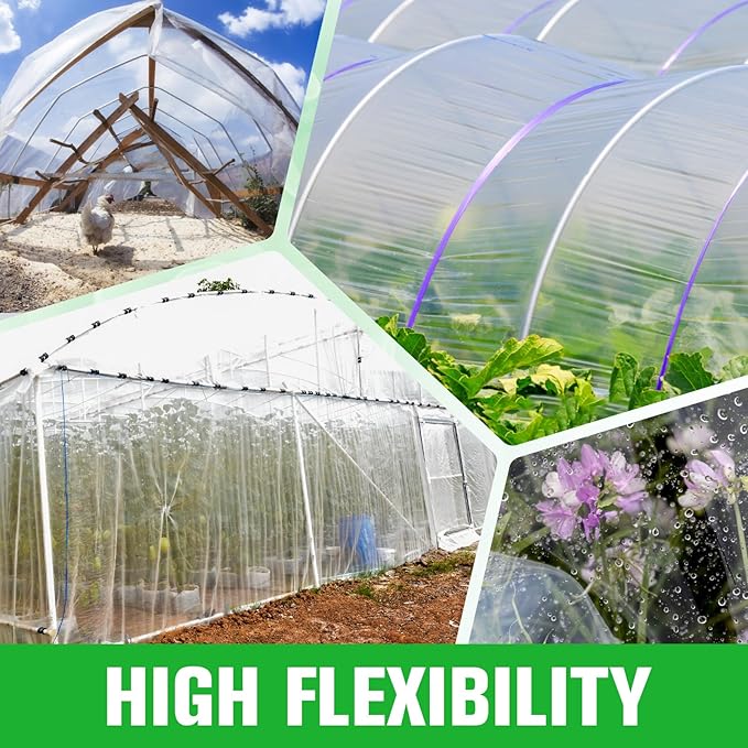 Greenhouse Plastic Film, 6 Mil Thickness Greenhouse Plastic Sheeting, Clear Polyethylene Film UV Resistant for Gardening, Farming, Agriculture (10 x 32 FT)