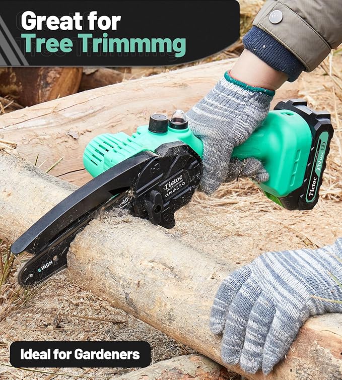 Tietoc Mini Chainsaw 6-Inch with 2 Batteries, Electric Saw Gifts for Women Dad Husband Gardener, Cool Gadgets for Men 2025, Mens Gifts for Birthday Anniversary Christmas for Adults Men Dad