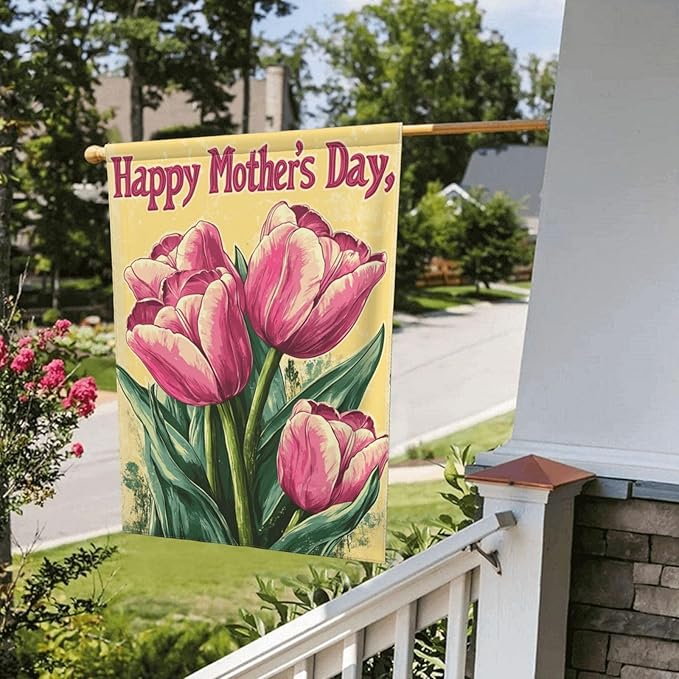 Mothers Day Garden Flag 12x18 Inch Double Sided All-Weather Polyester Outdoor Flag For Patio Lawn Yard And Garden Welcome Decor