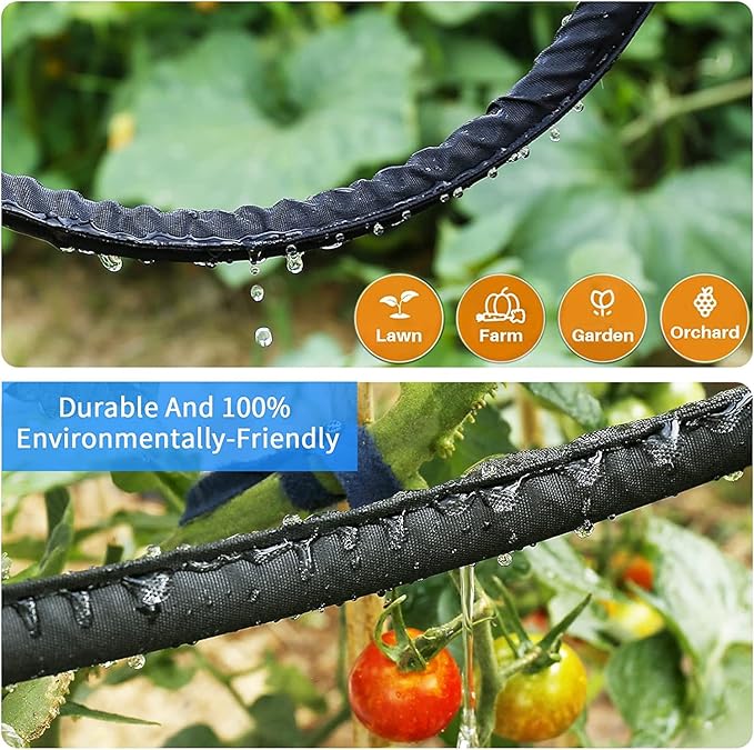 2025 Flat Soaker Hose 75 ft with Stake for Garden, Linkable Drip Hose Diy Automates Garden Irrigation System Saving 84% Water, Dual-layer Leak-free Design Water Hose with Holes