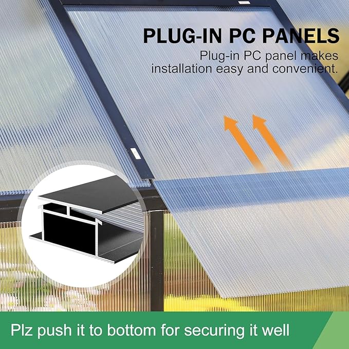 10x20 FT Greenhouse for Outdoor, Large Easy Assembly Heavy Duty Polycarbonate Panels Aluminum Frame Walk-in Green House with 3 Windows Wider Door for Garden Plants